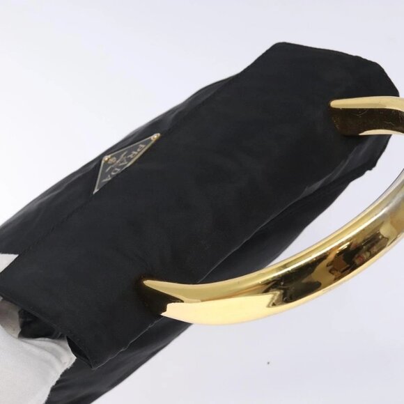 PRADA Hand Bag Nylon Black Gold Auth 131867 - Picture 6 of 16